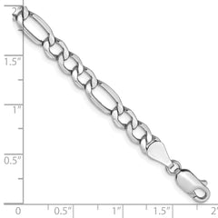 14K White Gold 7 inch 5.75mm Semi-Solid Figaro with Lobster Clasp Bracelet