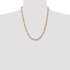 14K 22 inch 5.75mm Semi-Solid Figaro with Lobster Clasp Chain