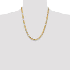 14K 22 inch 6.25mm Semi-Solid Figaro with Lobster Clasp Chain