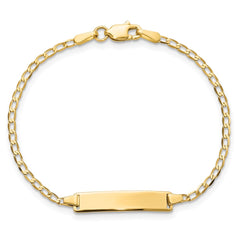 14k Polished Solid Chain/Solid Plate Flat Curb Link 22.5x4.8mm Plate 5.5 inch Baby/Child ID Bracelet