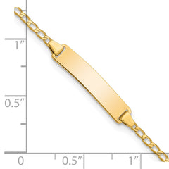 14k Polished Solid Chain/Solid Plate Flat Curb Link 22.5x4.8mm Plate 5.5 inch Baby/Child ID Bracelet