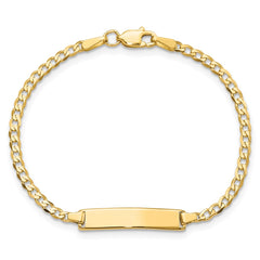 14k Polished Solid Chain/Solid Plate Flat Curb Link 22.5x4.5mm Plate 5.5 inch Baby/Child ID Bracelet