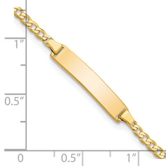 14k Polished Solid Chain/Solid Plate Flat Curb Link 22.5x4.5mm Plate 6 inch Baby/Child ID Bracelet