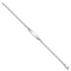 14k White Gold Polished Solid Chain/Solid Plate Anchor Link Soft Diamond Shape 19.5x5.5mm Plate 6 inch Baby/Child ID Bracelet