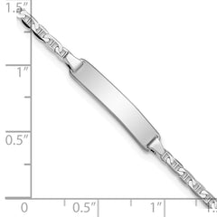 14k White Gold Polished Solid Chain/Solid Plate Anchor Link 20x4mm Plate 5.5 inch Baby/Child ID Bracelet