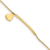 14K Polished Heart Dangle and Bar 5.5 inch Baby/Child Bracelet with 0.5 inch Extender