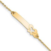 14K Polished Solid Chain/Solid Plate Butterfly 27.5x6.5mm Plate 5.5 inch Baby/Child ID Bracelet with 1 inch Extender