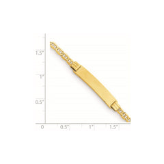 14k Polished Solid Chain/Solid Plate Anchor Link 26x5mm Plate 6 inch Baby/Child ID Bracelet