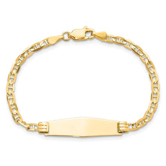 14k Polished Solid Chain/Solid Plate Anchor Link Soft Diamond Shape 26x7.5mm Plate 6 inch Baby/Child ID Bracelet