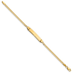 14k Polished Solid Chain/Solid Plate Curb Link 26x5mm Plate 5.5 inch Baby/Child ID Bracelet