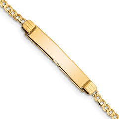 14k Polished Solid Chain/Solid Plate Curb Link 26x5mm Plate 5.5 inch Baby/Child ID Bracelet