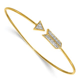 14k Polished Complete 1/3 carat Diamond Arrow Flexible Bangle Bracelet
