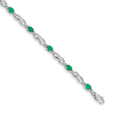 14k White Gold Complete Diamond and Oval Emerald Infinity Link 7.25 inch Bracelet
