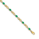 14k Complete Diamond and Oval Emerald Infinity Link 7.25 inch Bracelet