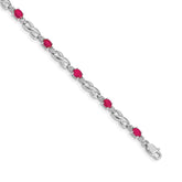 14k White Gold Complete Diamond and Oval Ruby Infinity Link 7.25 inch Bracelet - 2