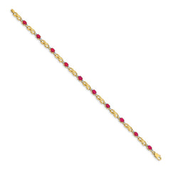 14k Complete Diamond and Oval Ruby Infinity Link 7.25 inch Bracelet - 2