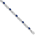 14k White Gold Complete Diamond and Oval Sapphire Infinity Link 7.25 inch Bracelet