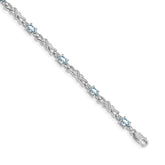 14k White Gold Complete Diamond and Oval Aquamarine X-design 7.25 inch Bracelet