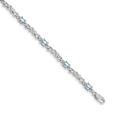 14k Yellow Gold Diamond and Aquamarine Bracelet