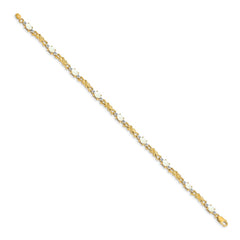 14k Complete Diamond and Oval Opal X-design 7.25 inch Bracelet