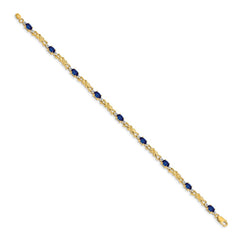 14k Complete Diamond and Oval Sapphire X-design 7.25 inch Bracelet