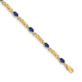 14k Complete Diamond and Oval Sapphire X-design 7.25 inch Bracelet