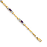 14k Complete Diamond and Oval Amethyst Heart Design 7 inch Bracelet
