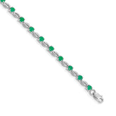14k White Gold Complete Round Emerald Fancy Link 7 inch Bracelet