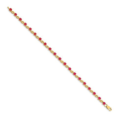14k Complete Round Ruby Fancy Link 7 inch Bracelet