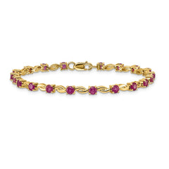 14k Complete Round Ruby Fancy Link 7 inch Bracelet