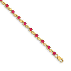14k Complete Round Ruby Fancy Link 7 inch Bracelet