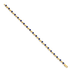 14k Complete Round Sapphire Fancy Link 7 inch Bracelet
