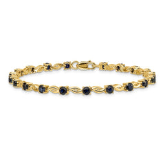 14k Complete Round Sapphire Fancy Link 7 inch Bracelet
