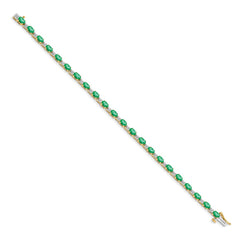 14k Complete Diamond and Oval Emerald 7 inch Bracelet