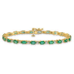 14k Complete Diamond and Oval Emerald 7 inch Bracelet