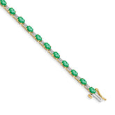 14k Complete Diamond and Oval Emerald 7 inch Bracelet