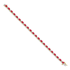 14k Complete Diamond and Oval Ruby 7 inch Bracelet