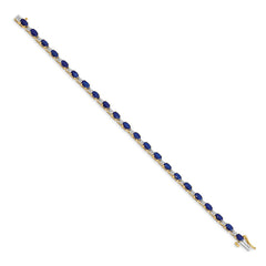 14k Complete Diamond and Oval Sapphire 7 inch Bracelet