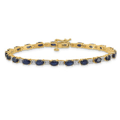 14k Complete Diamond and Oval Sapphire 7 inch Bracelet