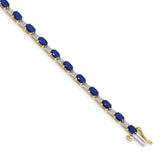 14k Complete Diamond and Oval Sapphire 7 inch Bracelet