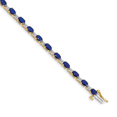 14k Complete Diamond and Oval Sapphire 7 inch Bracelet