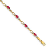 14k Complete Diamond and Oval Ruby Open Link 7 inch Bracelet