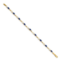 14k Complete Diamond and Oval Sapphire Open Link 7 inch Bracelet