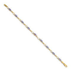 14k Complete Diamond and Oval Tanzanite Open Link 7 inch Bracelet