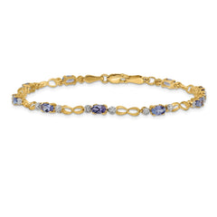 14k Complete Diamond and Oval Tanzanite Open Link 7 inch Bracelet