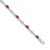 14k White Gold Complete Diamond and Oval Ruby 7.25 inch Bracelet - 2