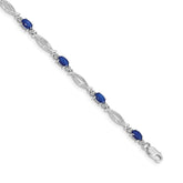 14k White Gold Complete Diamond and Oval Sapphire 7.25 inch Bracelet - 2