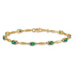 14k Complete Diamond and Oval Emerald 7.25 inch Bracelet
