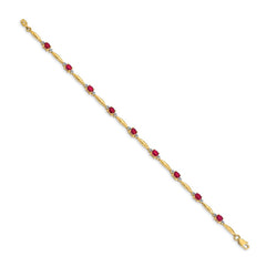 14k Complete Diamond and Oval Ruby 7.25 inch Bracelet