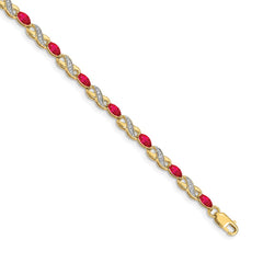 14k Complete Diamond and Oval Ruby Infinity 7.25 inch Bracelet